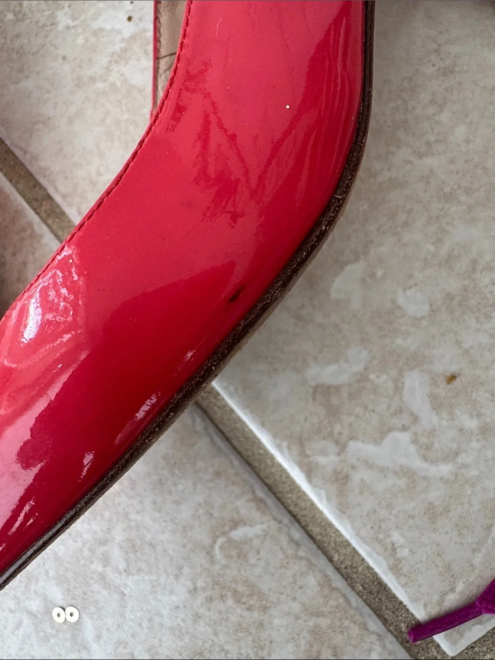 LK Bennett Coral-Red Patent Slingback Pointed Heels